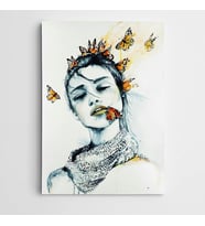 Kelebekler ve Kadın Modern Sanat Kanvas Tablo