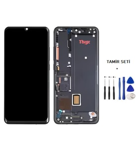 Tkgz - Xiaomi Mİ NOTE 10 Lite Uyumlu Lcd Ekran Dokunmatik -A- Kalite ÇITALI SİYAH + TAMİR SETİ