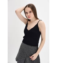 9130028 Triko İp Askılı Bluz SIYAH (Siyah)