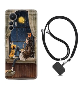 Xiaomi 12 Lite Kılıf Resimli Boyun Askılı İpli Desenli Silikon Dog And Girl 1358