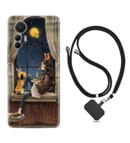 Xiaomi 12 Lite Kılıf Resimli Boyun Askılı İpli Desenli Silikon Dog And Girl 1358