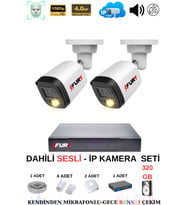FURY Ip Güvenlik Kamera Seti 2 Kameralı Sesli 4mp Gece Renkli Su Geçirmez Ip5515s 320gb