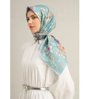 Armine Sura İpek Eşarp 9347 - 31 Mavi Karışık Desen
