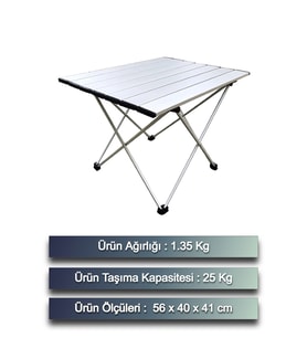 Kamp Masası Piknik Masası Balkon Masası Hafif Taşınabilir Çok Amaçlı Katlanır Alüminyum Kamp Masa (Gri)