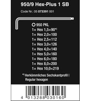 Wera 950 Pkl/9 Sm Sb L Anahtar Seti, Metrik, Krom Kaplama, 9 Parça
