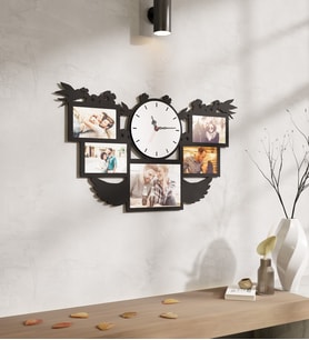 Kişiye Özel 5 Fotoğraflı Ahşap Duvar Saati