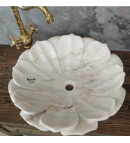 Beyaz Mermer Nilüfer Çiçeği Lavabo