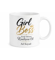 Girl Boss Yazılı Kız Patronlara Özel Motivasyon İngilizce Kupa Bardak Hediye
