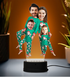 Doğum Günü Hediyesi,Sevgiliye Hediye, Kişiye Özel Fotoğraflı Pijama Partisi Karikatür 3D Led Lamba (Beyaz)