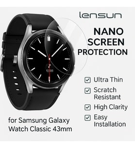 Lensun Şeffaf Nano Ekran Koruma – Samsung Galaxy Watch Classic 43mm