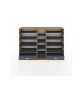 Hyperion Dolap 14 Raflı 2 Çekmeceli  220x44x163 Çam-Antrasit