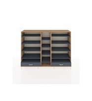 Hyperion Dolap 14 Raflı 2 Çekmeceli  220x44x163 Çam-Antrasit