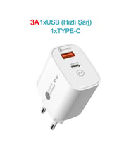 Hızlı Şarj Adaptörü Hızlı Şarj Aleti USB 3.0 / TYPE-C 25W 3.0A HIZLI ŞARJ ALETİ BAŞLIĞI 25W (Beyaz)