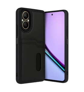 Realme 12 Lite Kılıf Sara Kartvizitli Deri Kılıf - Siyah