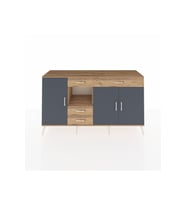 Kronos Konsol 4 Raflı 4 Çekmeceli 3 Kapaklı 176x59x99 Çam-Antrasit/Çam