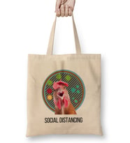 Social Distancing World Champion Bird Flu Pandemic Bez Çanta Uzun Saplı