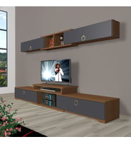 Decoraktiv Flex 5 Mdf Gold Tv Ünitesi Tv Sehpası - Ceviz Antrasit (Antrasit - Ceviz)