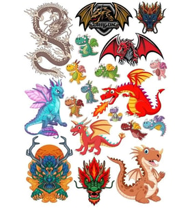 Ejderha Dragon Sticker Set-7 15 Parça Telefon, Tablet, Defter, Laptop Sticker