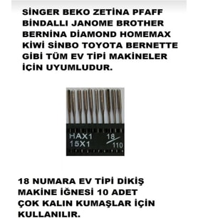 Singer Beko zetina ev tipi dikiş makine iğnesi 18 Numara kalın kumaşlar için