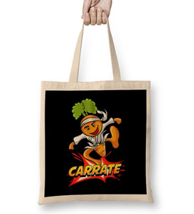 Cute & Funny Carrate Karate Training Carrot Pun Bez Çanta Uzun Saplı