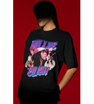 Tasarım Billie Eilish Şarkıcı Baskılı Unisex Oversize Tişört
