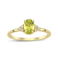 Peridot Oval Tektaş Pırlanta Yüzük