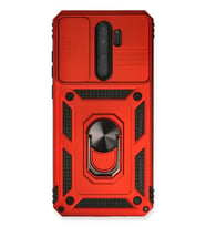 Mey İthalat® Redmi Note 8 Pro Kılıf Pars Lens Yüzüklü Silikon - Kırmızı