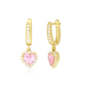 925 Ayar Gümüş Swarovski Pembe Kalp Küpe