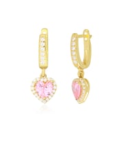 925 Ayar Gümüş Swarovski Pembe Kalp Küpe