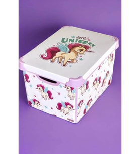Style Box UNICORN Desenli 20 L Dekoratif Oyuncak ve Saklama Kutusu