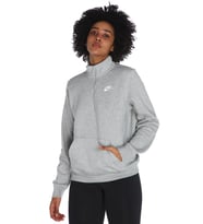 Nike Sportswear Club Fleece Half Zip Gray Hoodie Kadın Gri Dik Yaka Yarım Fermuarlı Sweatshirt Gri