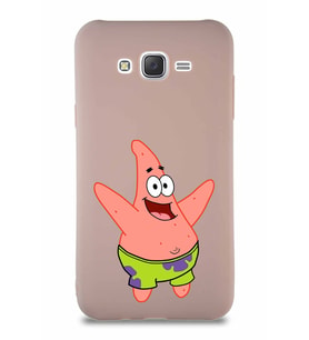 Samsung Galaxy J7 Soft Premier Kapak Patrick Yıldız Tasarımlı Silikon Kılıf - Pudra (Şeffaf)