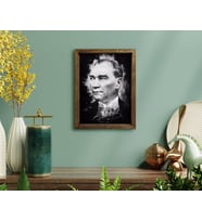 BK Home Atatürk Tasarımlı Doğal Masif Ahşap Çerçeveli Tablo-14