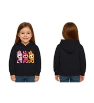 Unisex Baskılı Çocuk Swaetshirt Labubu Baskılı Kapüşonlu 3 İplik Şardonlu (Siyah)