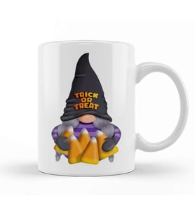 Gnome with Candy Corn - Trick or Treat Kupa Bardak Porselen