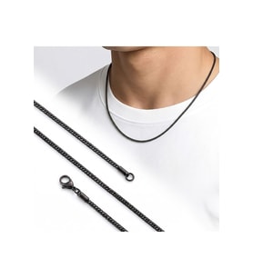 Yılan Erkek Çelik Kolye - 2mm 55cm Siyah 4227ECK028