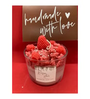 El Yapımı Candles Strawberry Cupcake Çilekli Mum Aromaterapi Kokulu Cam (Pembe)