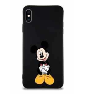 Apple iPhone XS Max Soft Premier Kapak Mickey Mouse-A Tasarımlı Silikon Kılıf - Siyah (Şeffaf)
