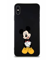 Apple iPhone XS Max Soft Premier Kapak Mickey Mouse-A Tasarımlı Silikon Kılıf - Siyah (Şeffaf)