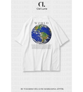Nevermind Unisex Kadın Erkek World Baskılı Özel Tasarım Oversize T-shirt (Beyaz)