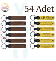 A Kahve & Sarı, Felsefe Öğretmeninden Öğrencilere Anı, 54’lü Set, İsim Ve Mesajlı Deri Anahtarlık