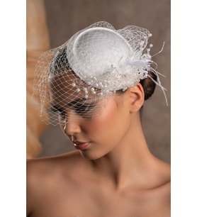 Nikah Aksesuar,nikah Kepi Vualet,nikah Şapkası,nikah Kep,gelin Şapkası,vualet, Tüllü Gelin Tokalı (Beyaz)