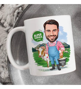 Kişiye Özel Çiftçi Erkek Karikatürlü Bardak