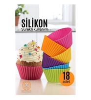 Modacar Silikon Muffin Kalıbı - Sürekli Kullanım Muffin Kek Kalıbı 18 ADET