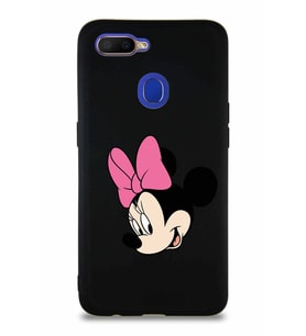 Oppo AX7 Soft Premier Kapak Minnie Mouse-B Tasarımlı Silikon Kılıf - Siyah (Şeffaf)
