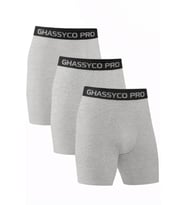 Ghassy Co. Erkek Pamuklu Likralı Spor Boxer 3'lü Set Yumuşak Dokulu ve Rahat Kemerli (Gri)