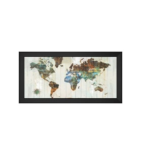 Harita Temalı Kanvas Tablo 50 x 70 cm Siyah Çerçeve