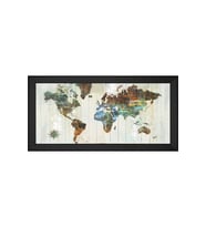 Harita Temalı Kanvas Tablo 50 x 70 cm Siyah Çerçeve