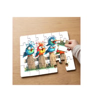 Renkli Afacan Kuşlar Tasarımlı 24 Parça Ahşap Çocuk Puzzle MPK0878