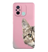 Xiaomi Redmi 12c Uyumlu Lansman Kılıf Catface Tasarımlı İçi Kadife Kapak-Pembe (Şeffaf)